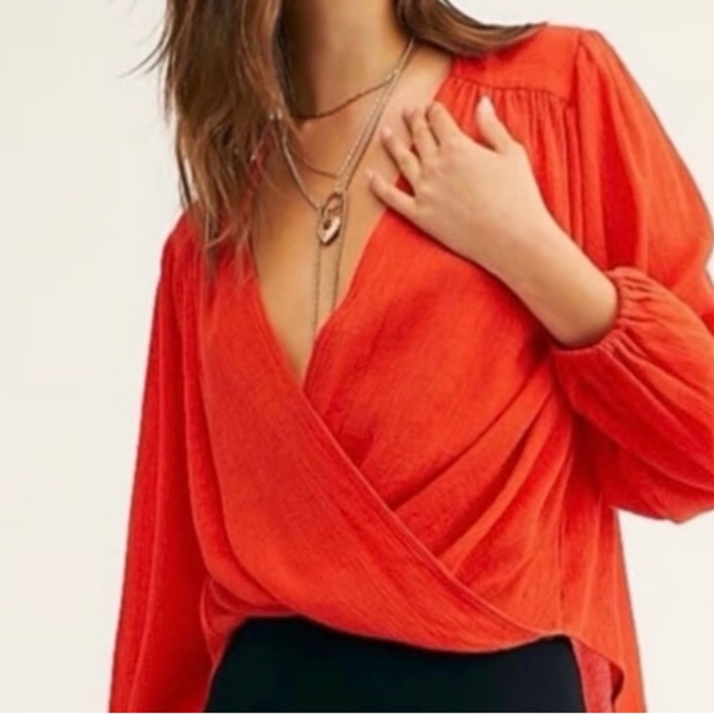 Free People Check On It Wrap Blouse Top